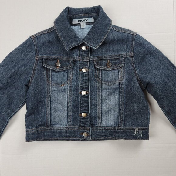 DKNY Girls Dark Blue Jean Jacket Size 6X - Picture 4 of 6